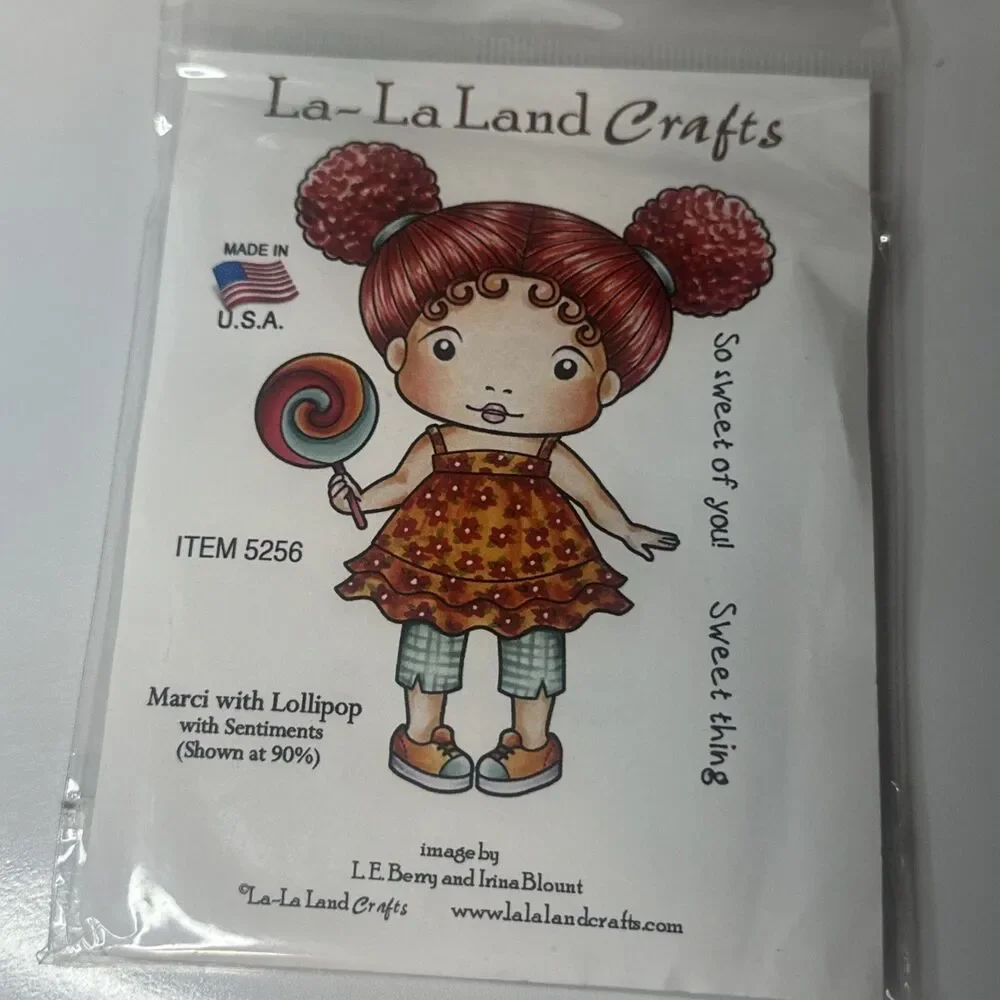 La-La Land Crafts MARCI with Lollipop Unmounted Rubber Stamp LA5256 Retired